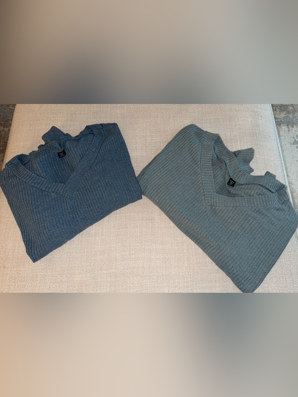 SHEIN Women's Long Sleeve Textured Knit Tops in Slate Blue